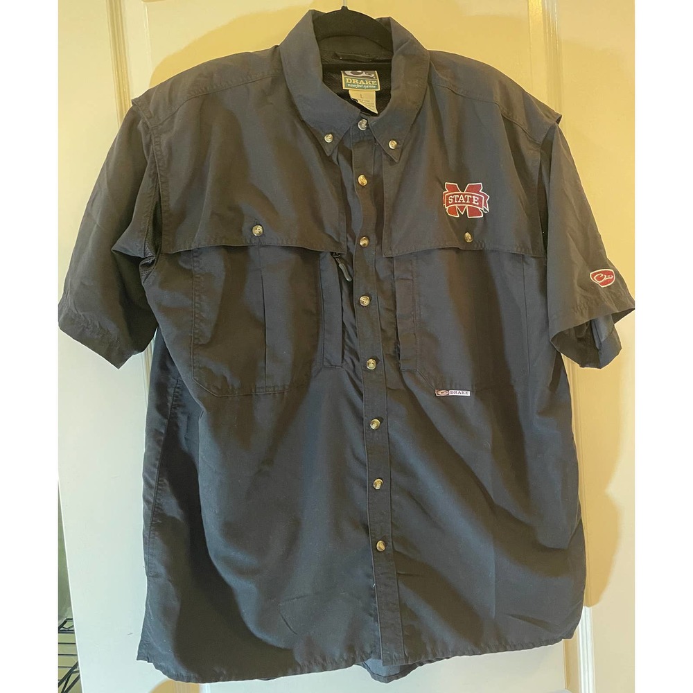Miss State Drake Waterfowl Systems Black Fishing Shirt Short Sleeve Size Large